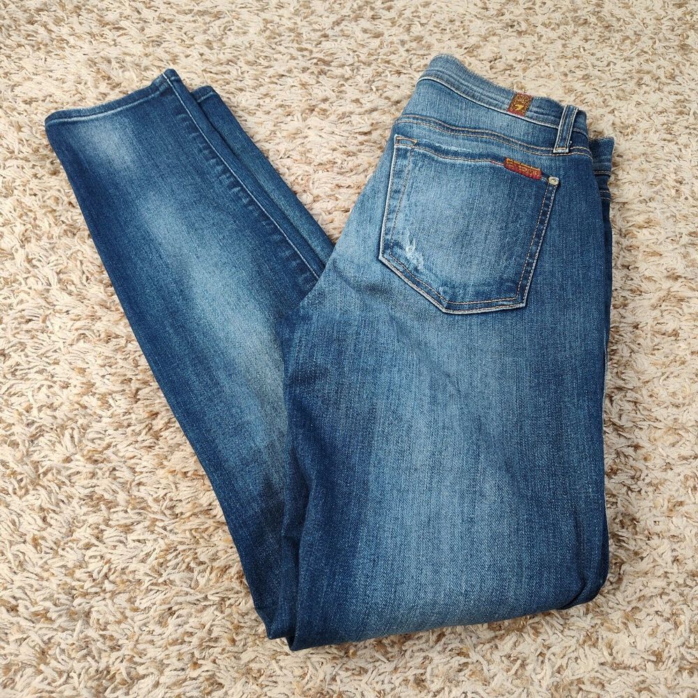 7 For All Mankind the Ankle Skinny Women Sz 27 Mid Rise Jeans